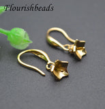 30pcs Real Plating Fish Wire Earring Hooks CZ Paved Flower Pins