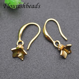 30pcs Real Plating Fish Wire Earring Hooks CZ Paved Flower Pins
