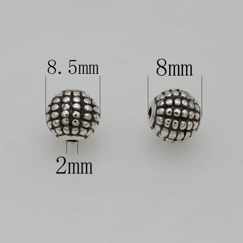 30pcs Antique Silver Dots Round Loose Beads 8.5mm DIY Jewelry Accessories