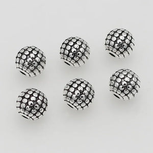 30pcs Antique Silver Dots Round Loose Beads 8.5mm DIY Jewelry Accessories