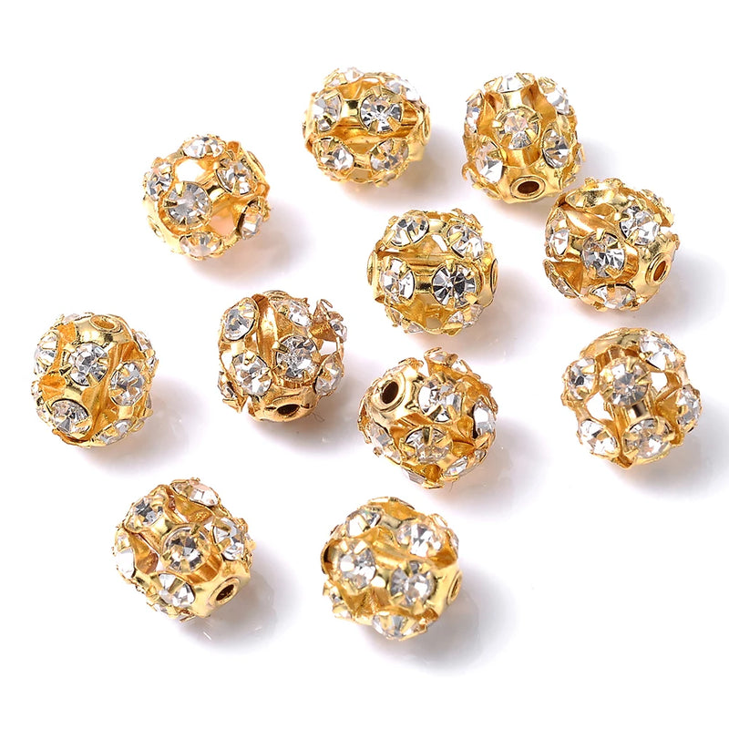 30pcs Rhinestone Ball Spacer Beads for Jewelry Making 6/8/10mm