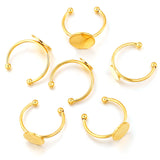 30pcs Stainless Steel Adjustable Ring Settings Blank Base 8/10/12mm Cabochons