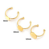 30pcs Stainless Steel Adjustable Ring Settings Blank Base 8/10/12mm Cabochons