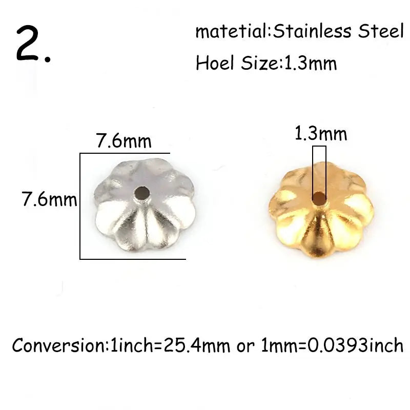 30pcs Stainless Steel Flower Spacer Bead Caps for DIY Jewelry Making