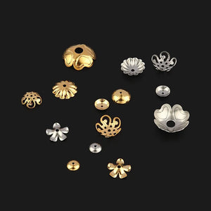 30pcs Stainless Steel Flower Spacer Bead Caps for DIY Jewelry Making