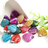 30pcs Stripe Agate Charms Necklace Pendants Crystal Reiki Healing Beads