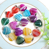 30pcs Stripe Agate Charms Necklace Pendants Crystal Reiki Healing Beads