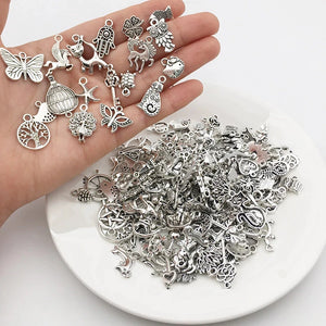 30pcs Vintage Mixed Animal Birds Leaf Charms DIY Bracelet Pendant Tibet Silver