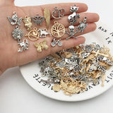 30pcs Vintage Mixed Animal Birds Leaf Charms DIY Bracelet Pendant Tibet Silver