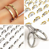 30pcs 2mm-8mm Stainless Steel Band Rings Silver Unisex Wedding Jewelry