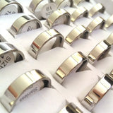 30pcs 2mm-8mm Stainless Steel Band Rings Silver Unisex Wedding Jewelry