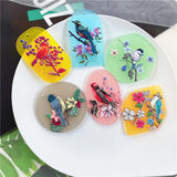 30pcs Cartoon Birds Pattern Print Acrylic Beads DIY Jewelry Earring Accessory