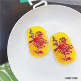 30pcs Cartoon Birds Pattern Print Acrylic Beads DIY Jewelry Earring Accessory