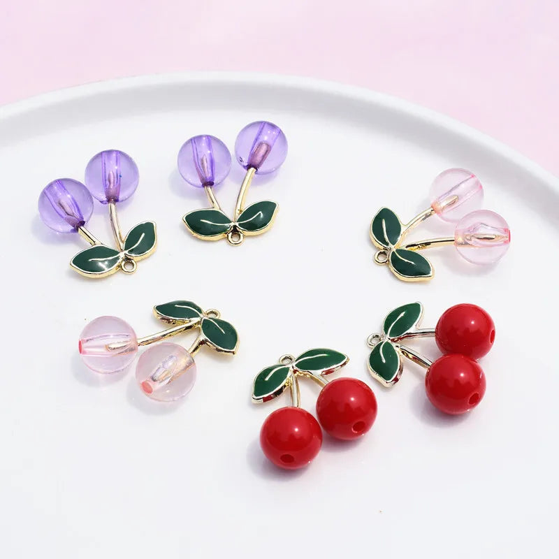 30pcs Cherry Shape Alloy Floating Locket Charms for DIY Jewelry