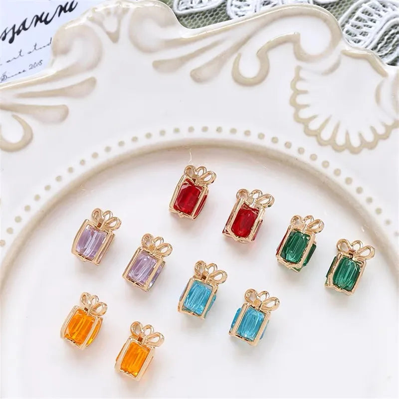 30pcs Square Glass Core Copper Floating Locket Charms DIY Jewelry Accessory