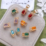 30pcs Square Glass Core Copper Floating Locket Charms DIY Jewelry Accessory