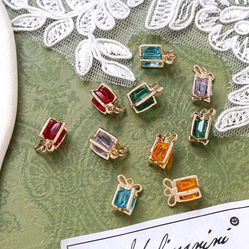 30pcs Square Glass Core Copper Floating Locket Charms DIY Jewelry Accessory