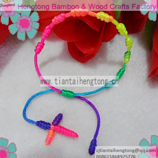 30pcs Colorful Cord Rosary Bracelet, Knot Braided Rosary Bracelet