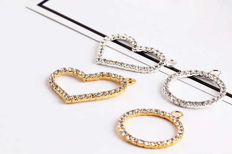 30pcs Alloy Gold/Silver Heart/Round Shape Pendants DIY Jewelry Finding
