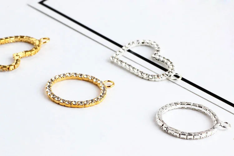 30pcs Alloy Gold/Silver Heart/Round Shape Pendants DIY Jewelry Finding