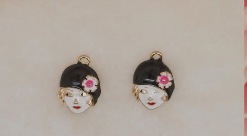 30pcs Oil Painting Girl Pendant Tag DIY Jewelry Making Accessories