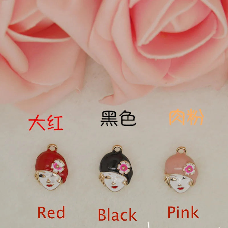 30pcs Oil Painting Girl Pendant Tag DIY Jewelry Making Accessories