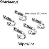 30pcs Vintage Silver Plated Fish Hooks Charm Pendants for Jewelry Making