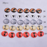 30pcs Mixed Round Cats Glass Cabochons DIY Earrings Base