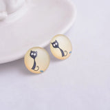 30pcs Mixed Round Cats Glass Cabochons DIY Earrings Base