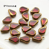 30pcs Ruby Glass Beads Water Drop Long Earrings DIY Glass Crystal