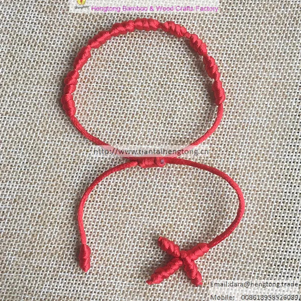 30pcs Pack Red Knotted Bracelet/Rope Rosary Bracelet, Cord Bangle