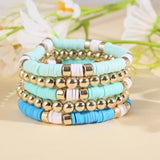 Bohemian Polymer Clay Bracelets Set Colorful Beads Bangle Jewelry