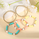 Bohemian Polymer Clay Bracelets Set Colorful Beads Bangle Jewelry