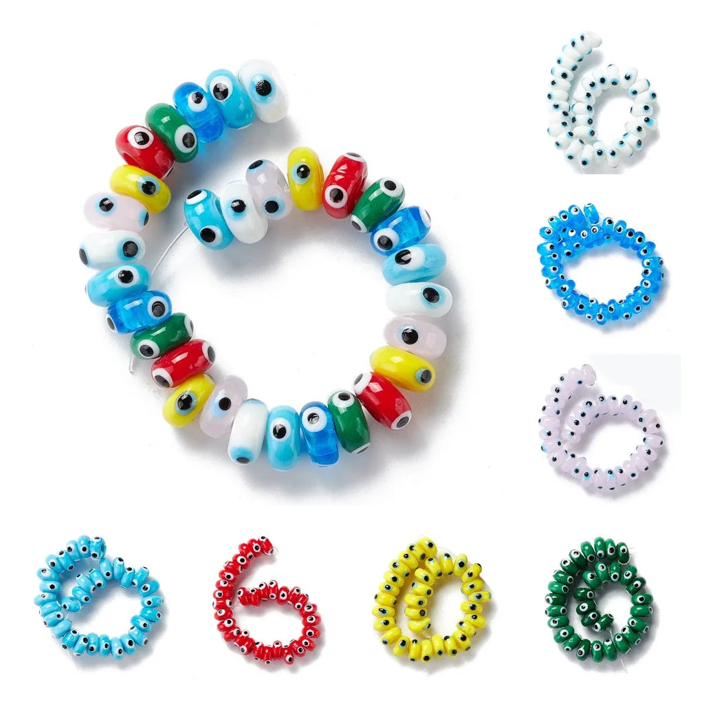 30pcs Evil Eye Lampwork Glass Spacer Beads for DIY Jewelry Making