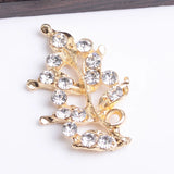 30pcs Red Rhinestone Leaf Flower Charm Pendant for DIY Wedding Jewelry Making