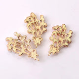 30pcs Red Rhinestone Leaf Charm Flower Pendant DIY Jewelry Making