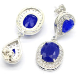 Real Sapphire CZ Silver Earrings for Women