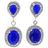 Real Sapphire CZ Silver Earrings for Women