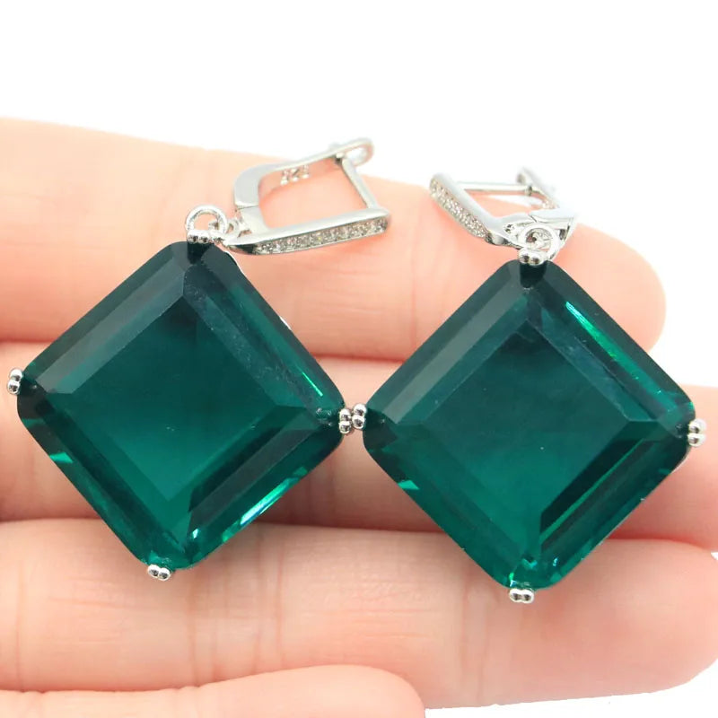Fine Cut Aquamarine Silver Earrings 22.5g