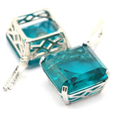 Fine Cut Aquamarine Silver Earrings 22.5g