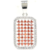 Orange Spessartine Garnet Turquoise CZ Silver Pendant