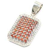 Orange Spessartine Garnet Turquoise CZ Silver Pendant