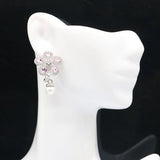 Flower Green Garnet Pink Kunzite Pearl Silver Earrings Pendant Set