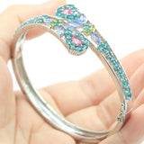 Aquamarine Tourmaline Pink Kunzite Silver Bangle Bracelet