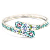 Aquamarine Tourmaline Pink Kunzite Silver Bangle Bracelet