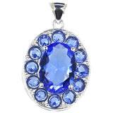 Pink Kunzite Tanzanite Aquamraine 925 Silver Pendant