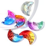 Colorful Glass Lampwork Moon Beads for Jewelry Making DIY