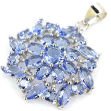 Pink Tourmaline Peridot Aquamarine Tanzanite 925 Solid Sterling Silver Pendant