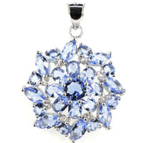 Pink Tourmaline Peridot Aquamarine Tanzanite 925 Solid Sterling Silver Pendant
