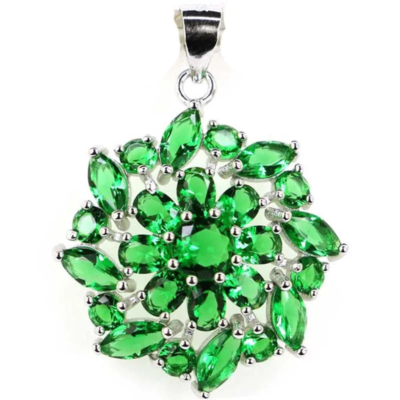Pink Tourmaline Peridot Aquamarine Tanzanite 925 Solid Sterling Silver Pendant